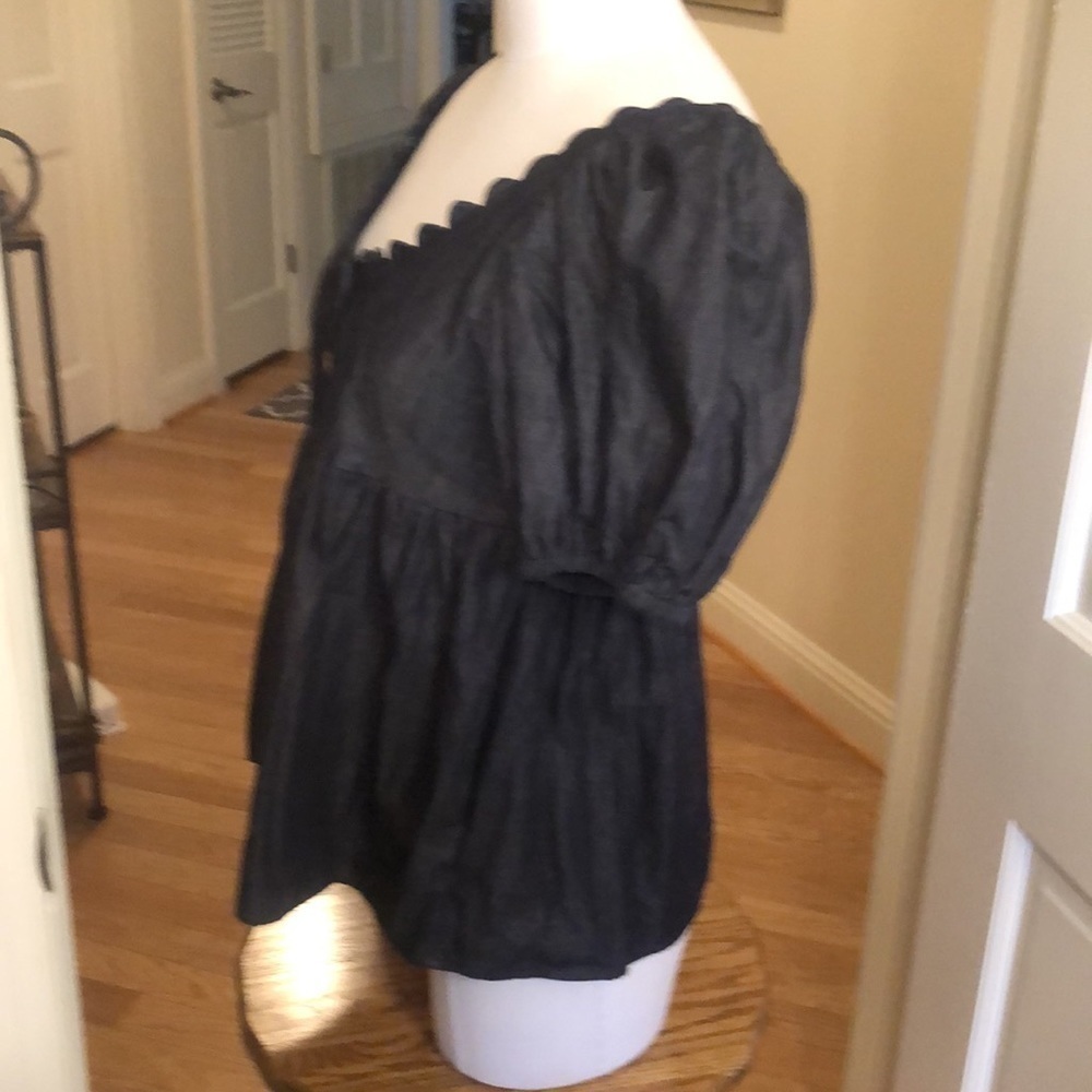 Kika Vargas Blue/Black Blouse with Scalloped Neck Size Various NWT - Picture 7 of 10